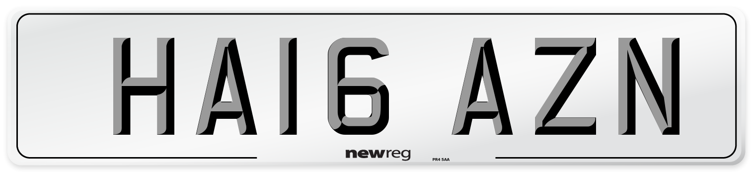 HA16 AZN Number Plate from New Reg